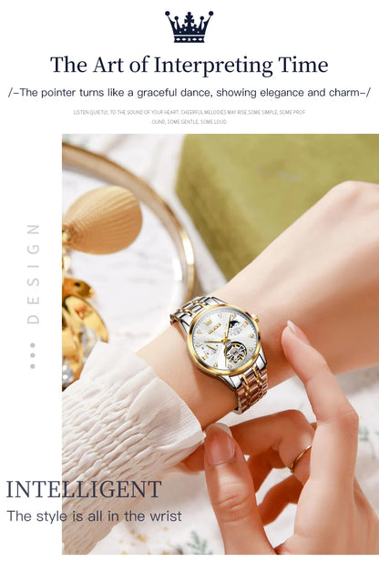 OLEVS Womens Automatic Mechanical Watch Waterproof Stainless Steel - Smarsty