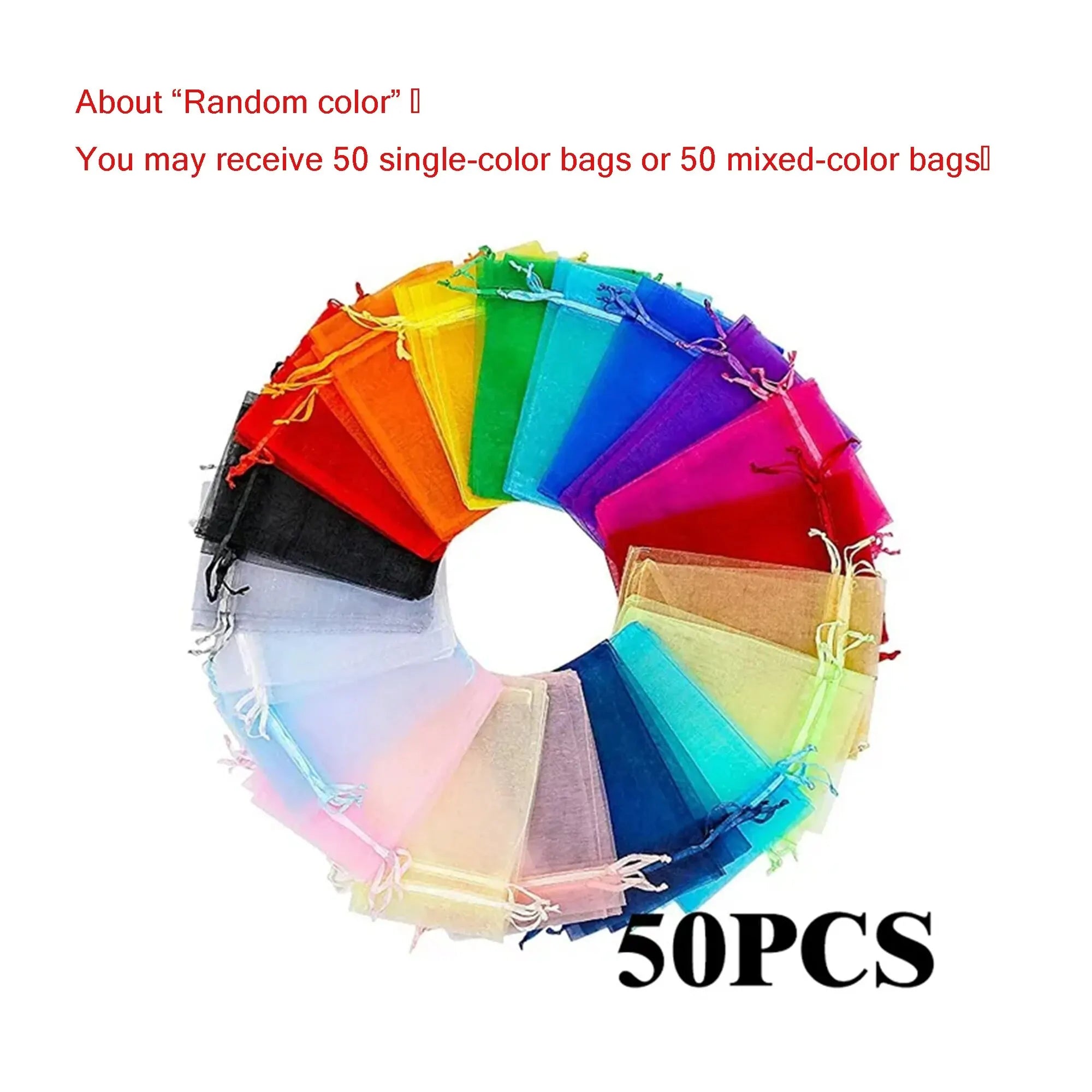 50pcs Multicolor Organza Bags for Jewelry Packaging - Smarsty