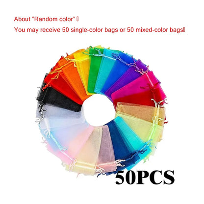 50pcs Multicolor Organza Bags for Jewelry Packaging - Smarsty