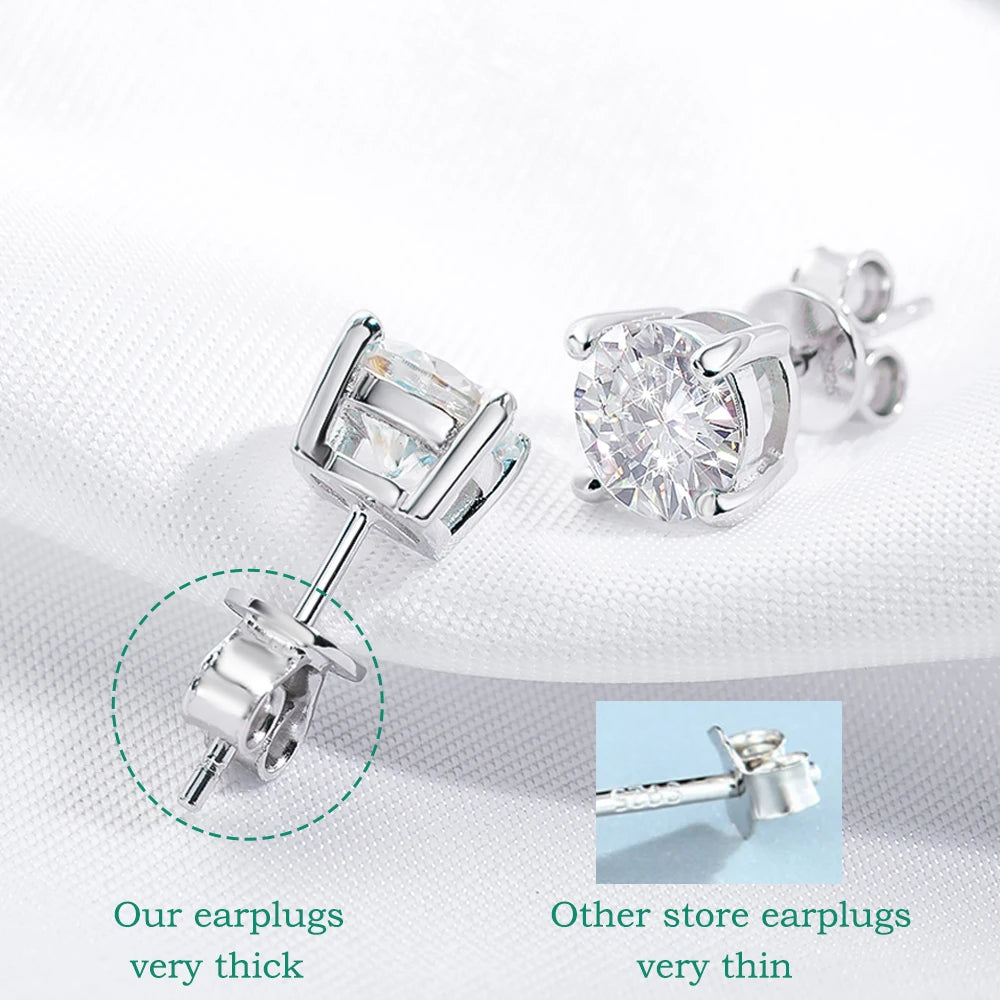 Moissanite Stud Earrings S925 Silver Certified Brilliance - Smarsty