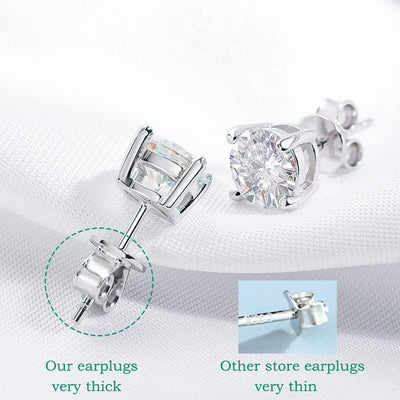 Moissanite Stud Earrings S925 Silver Certified Brilliance - Smarsty