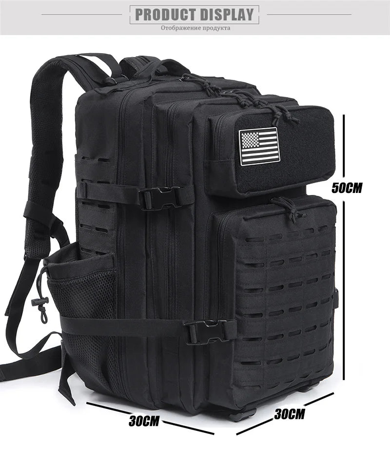 45L Tactical Backpack survival Bag Hunting MOLLE Backpack GYM For Men EDC Outdoor Hiking Rucksack Witch Bottle Holder - Smarsty