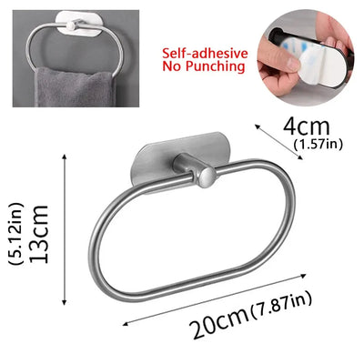 Self-Adhesive Stainless Steel Towel Holder for Easy Installation - Smarsty