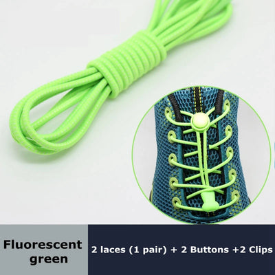 1 Pair round Elastic Shoelaces No-Tie Stretching Locking Lazy Laces for Various Shoe Accessories Suitable for All Sizes - Smarsty