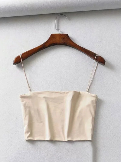 2024 Summer Women's Crop Top Sexy Elastic Cotton Camis sleeveless Short Tank Top Bar - Smarsty