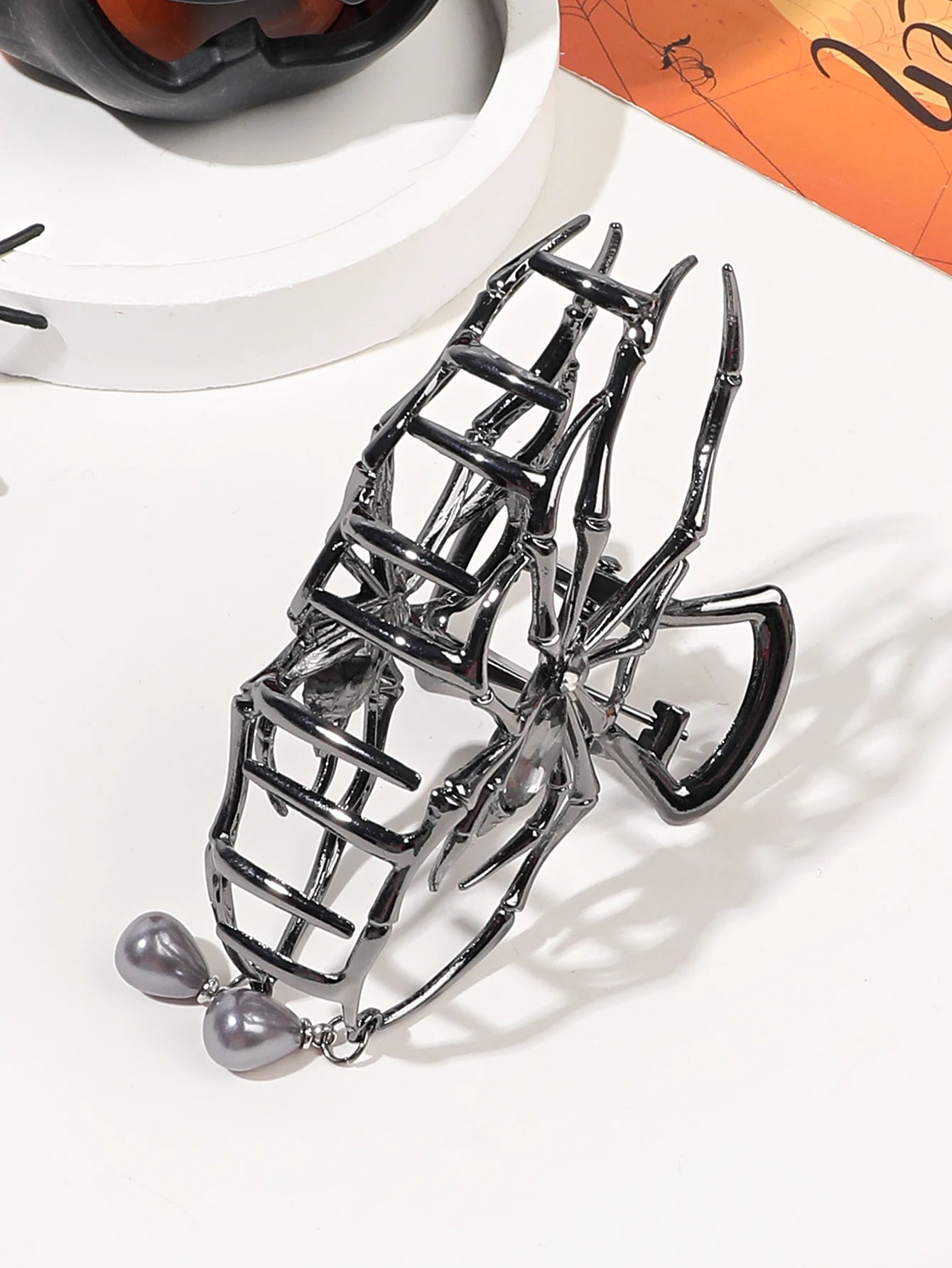 Gothic Spider Pearl Metal Hair Claw Clip Strong Hold - Smarsty