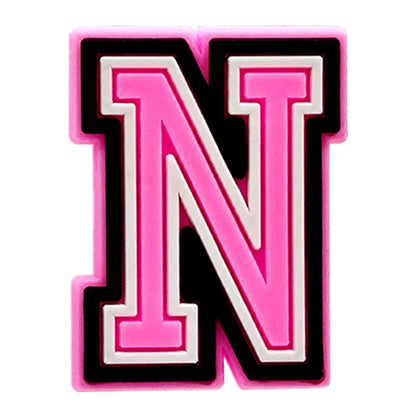 Pink Letter Shoe Charms for Crocs Accessories Women Clogs Pins Men Badge Kids Jeans Girls Decorations Buckle Shoes Accessories