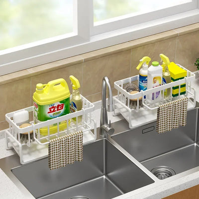 Kitchen Shelf Rag Storage Drainage Shelf No-Punch Storage Rack Home Spice Rack Sink Tap Sink Drainage Rack Kitchen Accessories by Smarsty