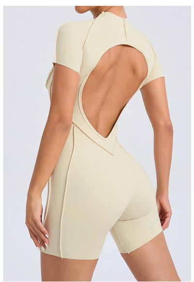 Short Jumpsuit Gym Clothes For Women Sportswear Fitness Overalls Backless Scrunch Booty Yoga Suit Sports Set Outfit - Smarsty