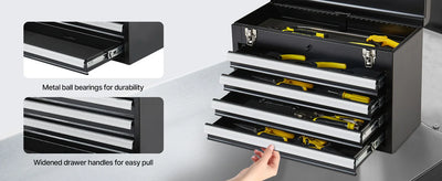 SucceBuy 20.5in Metal Tool Box Portable 4-Drawers Tool Chest with Drawers Locking Multi-Function Tool Organizer for Workshop - Smarsty