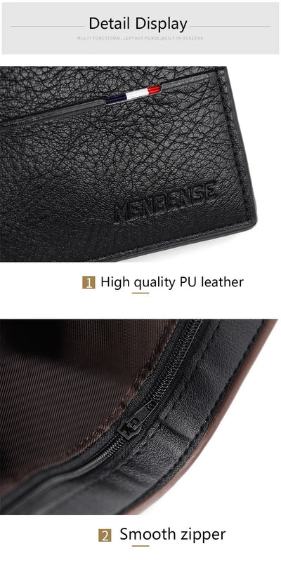 Slim Men Wallets New Short Zipper Card Holder Photo Holder Male Purse Simple Coin Pocket High Quality PU Leather Men's Wallet - Smarsty