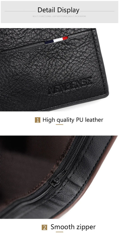 Slim Men Wallets New Short Zipper Card Holder Photo Holder Male Purse Simple Coin Pocket High Quality PU Leather Men's Wallet - Smarsty