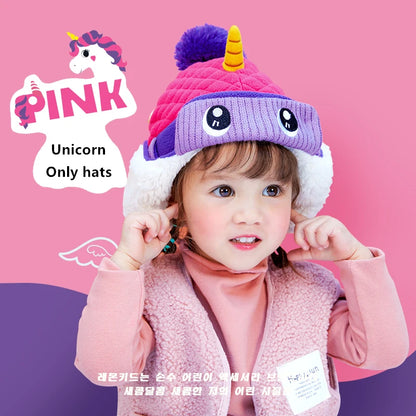 Kids Winter Hat Scarf Set Dinosaur Unicorn Style Gear - Smarsty