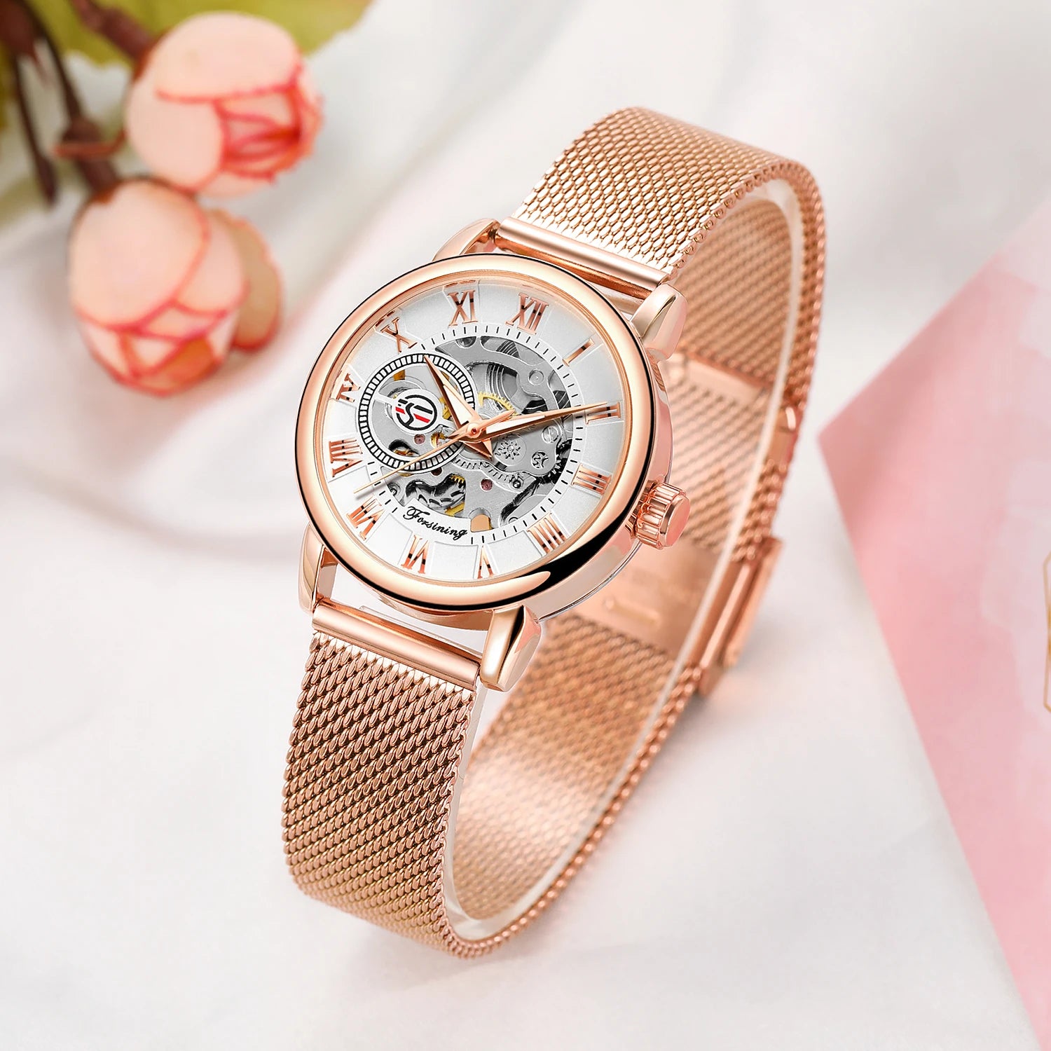 Luxury Skeleton Mechanical Women's Watch Stainless Steel - Smarsty