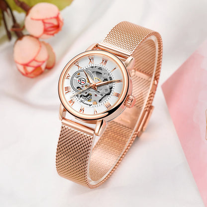 Luxury Skeleton Mechanical Women's Watch Stainless Steel - Smarsty