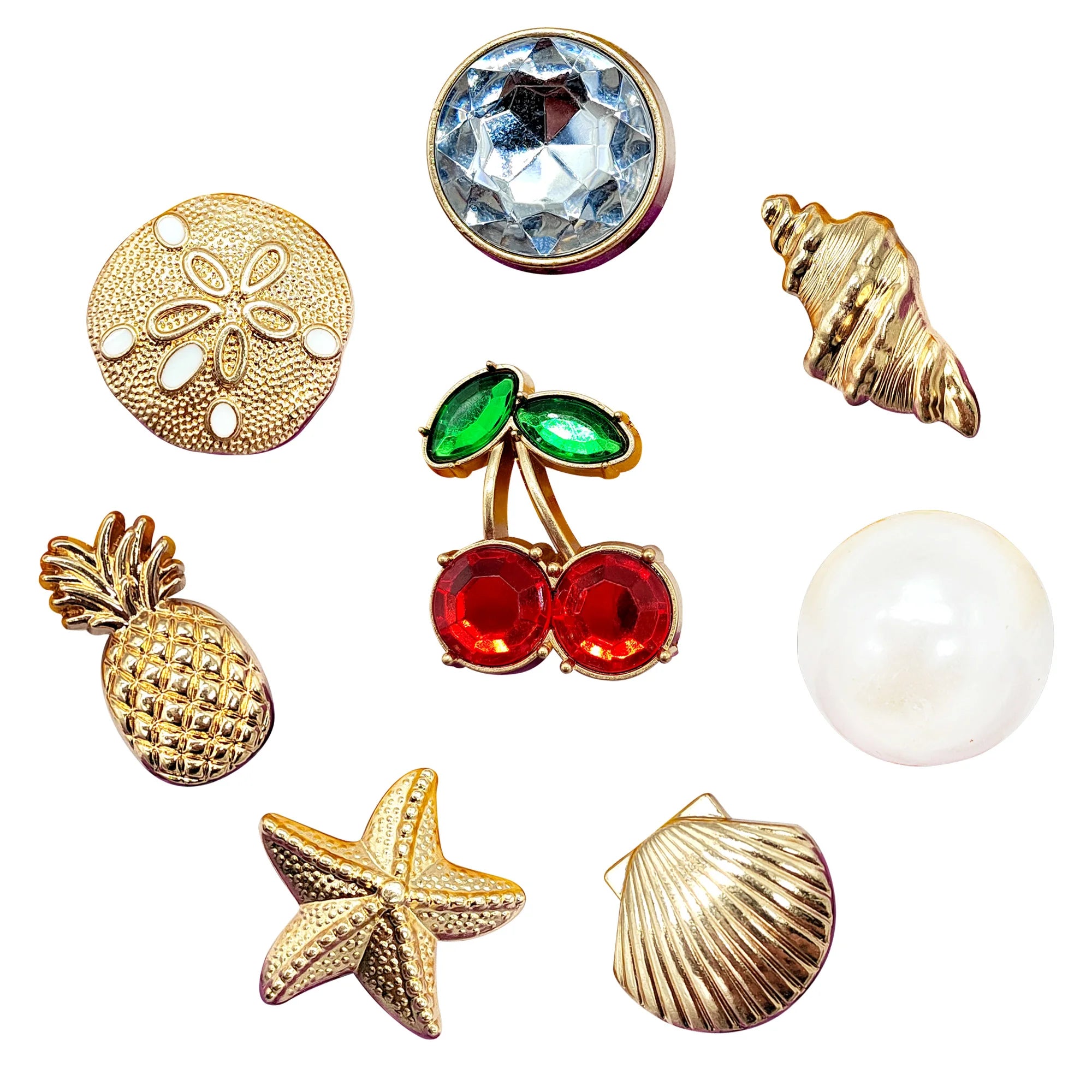 1pc Cherry Conch Metal Shoe Charms for Clogs Accessories DIY Sandals Garden Shoe Decor Buckles Beach Bag Pins Girls Women Gifts