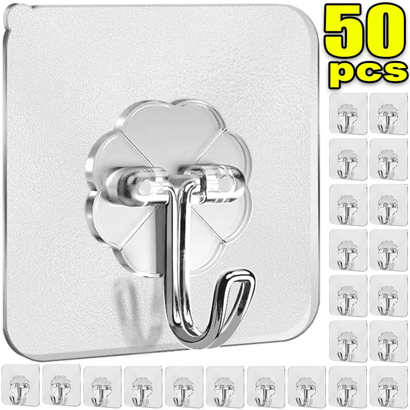 Transparent Self Adhesive Hooks for Easy Storage - Smarsty