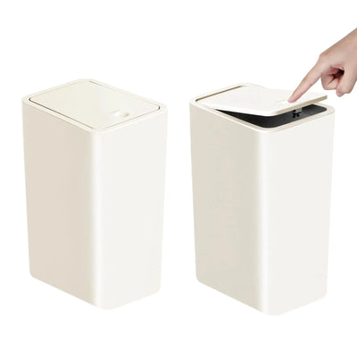 Bathroom Trash Can-10L Small Garbage Can with Press Top Lid for Toilet,Bedroom,Living Room – Plastic Wastebasket with Pop-up Lid - Smarsty