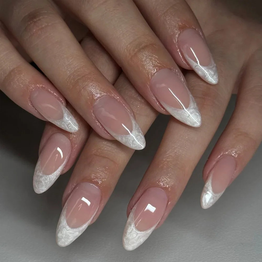 24 Pcs Metallic Cat Eye French Press On Nails - Smarsty