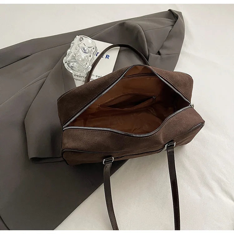 Casual Large Capacity Suede Shoulder Bag For Women Retro - Smarsty