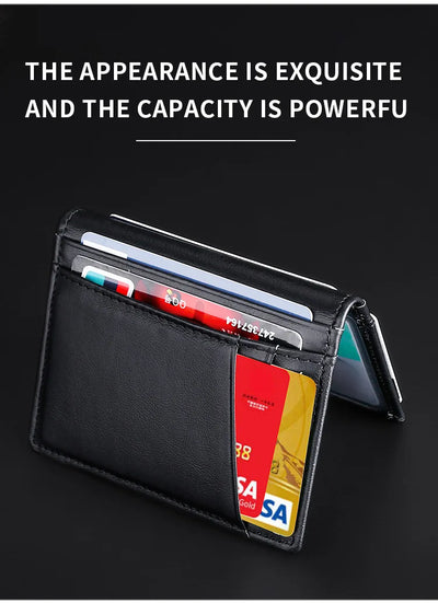 YUECIMIE Super Slim Soft Wallet Genuine Leather Mini Credit Card Holder Wallets Purse Thin Small Card Holders Men Wallet - Smarsty