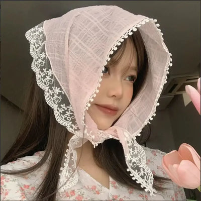 Lace Triangle Scarf Breathable Summer Crochet Headband - Smarsty