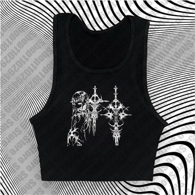 Y2k Style Aesthetic Sweet Sexy Tank Tops Women Sleeveless Casual Cartoon Print Tanks Harajuku All Match Cropped Grunge Emo Girls - Smarsty