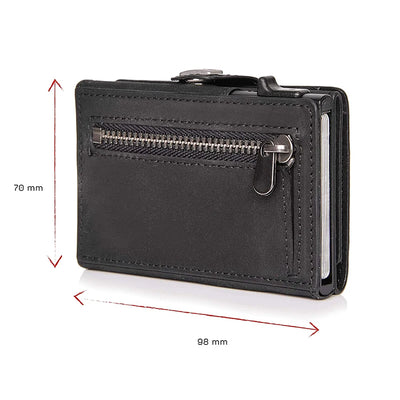 Pop-Up Credit Card Case with RFID Protection Genuine Leather  Wallet with Compartment for Notes and Coins for Men and Women - Smarsty
