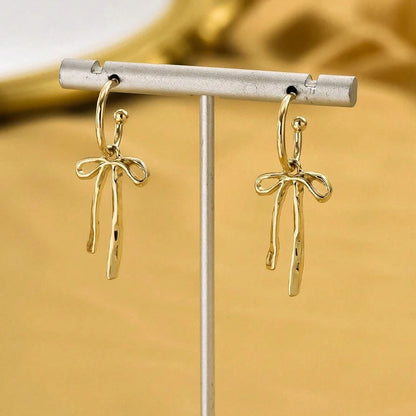 Versatile Gold Bowknot Stud Earrings for Women Daily Wear - Smarsty