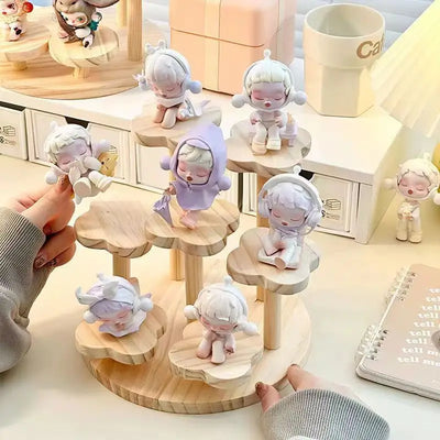 Wooden Display Riser Stand Organizer Shelf Stand for Toys and Dolls Figure Display Cabinet Cute Dolls Storage Rack Decoration by Smarsty