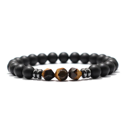 Mens Black Onyx and Tiger Eye Beaded Bracelet - Smarsty