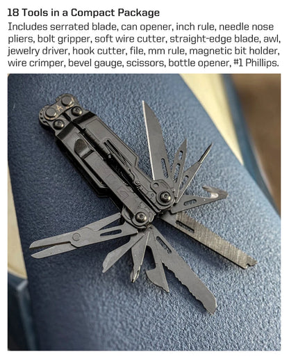 SOG PowerPint 18-in-1 Tactical Multi-Tool with Folding Pliers & Knife - EDC Pocket Gear for Outdoor, Hiking, Camping Survival