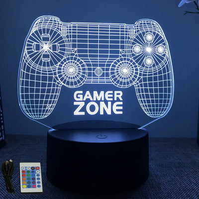 Neon Gamer 3D LED Night Light for Gaming Room - Smarsty