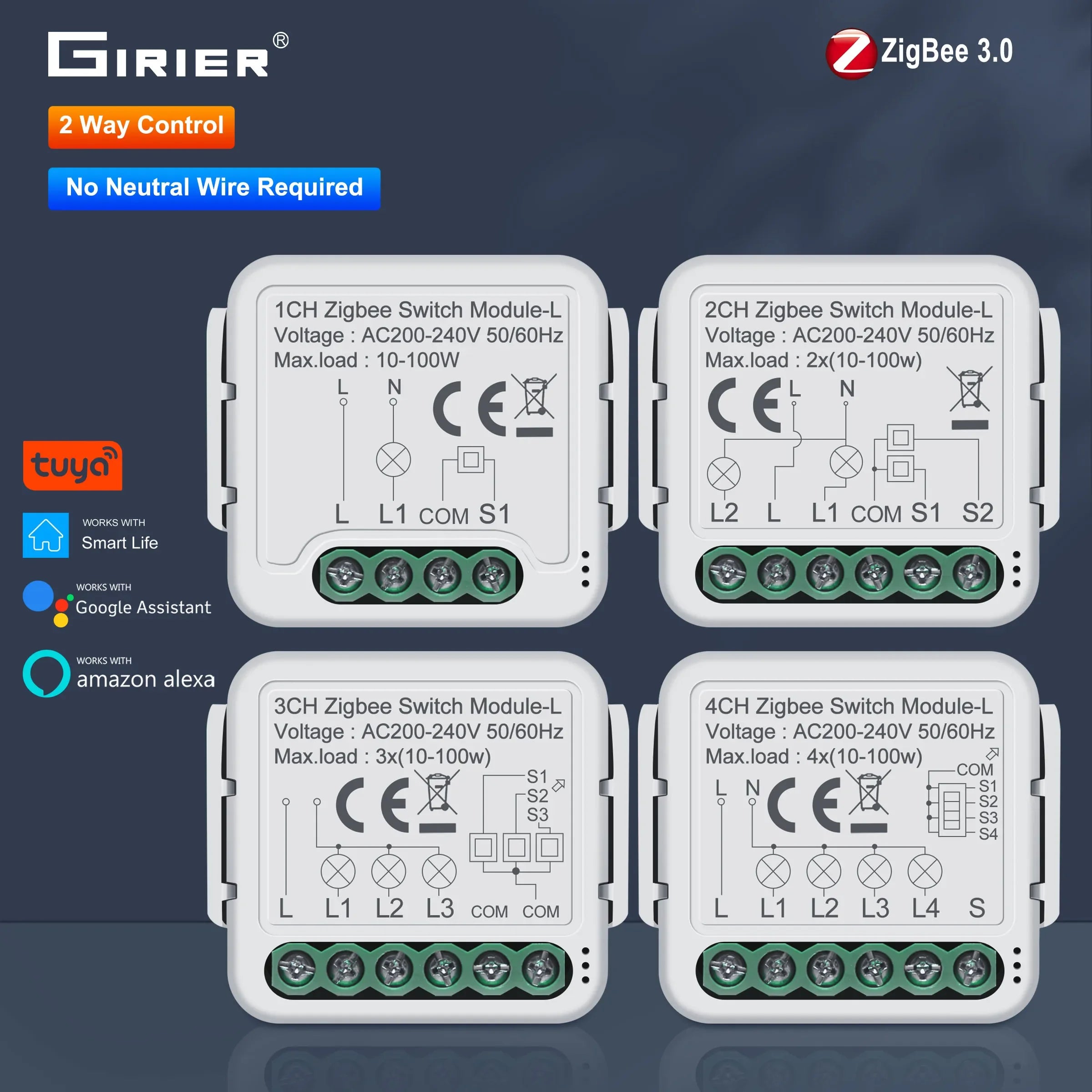 GIRIER Tuya ZigBee Smart Switch Module No Neutral Required - Smarsty