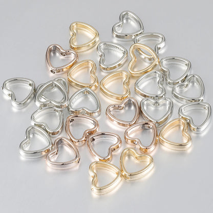 50pcs Heart Frame Beads Double Hole Spacers for Jewelry Making - Smarsty