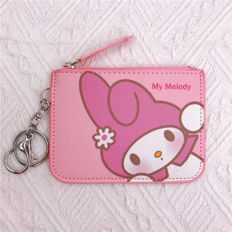 Sanrio Kurumi Little White Dog Pudding Dog Gemini Star Long Eared Rabbit Leather Card Set Wallet with Keychain Pendant