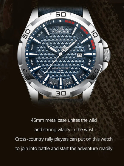 NAVIFORCE Men Fashion Waterproof Quartz Watch with Leather Strap - Smarsty