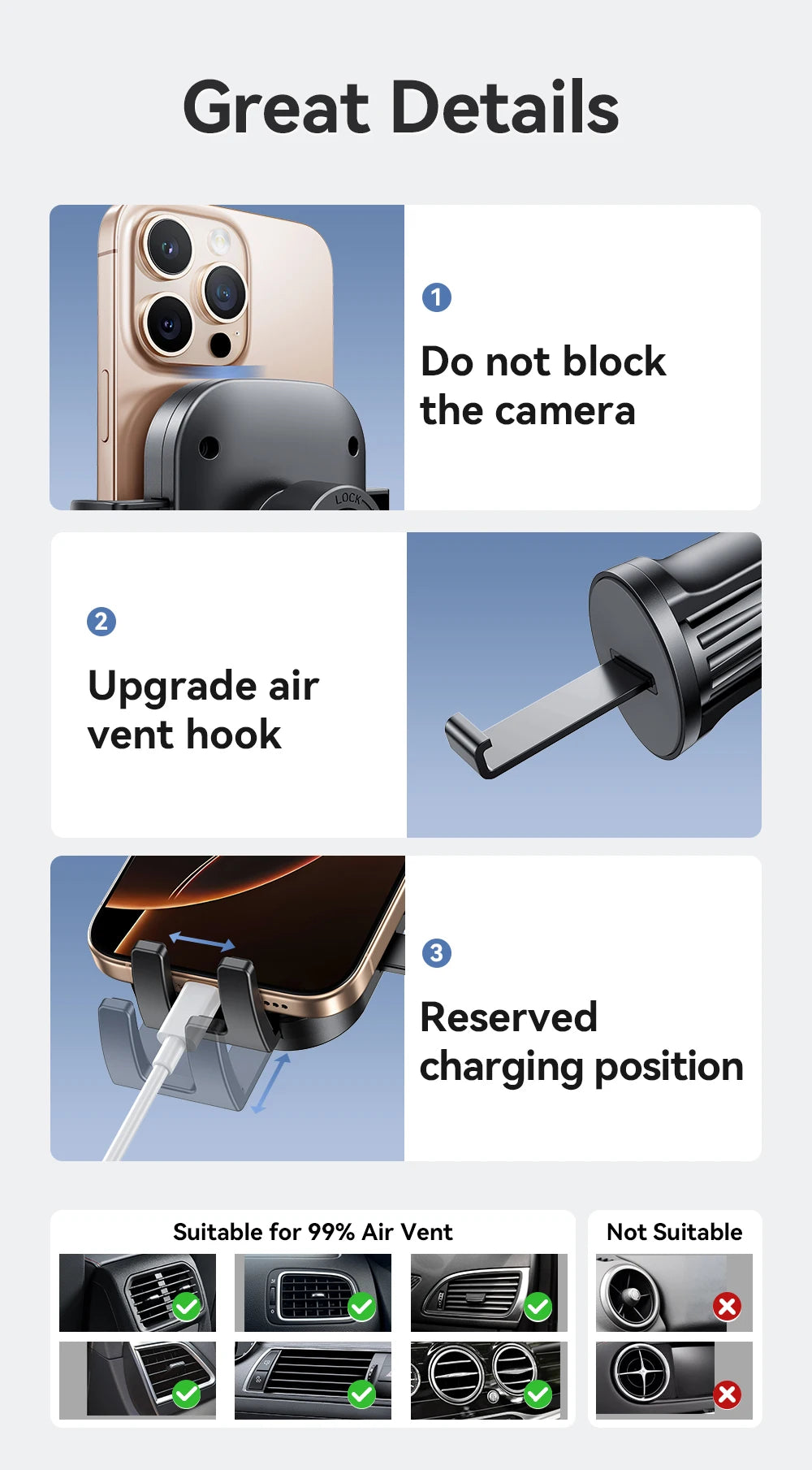 Car Air Vent Phone Holder Mount 360 Rotation Universal - Smarsty