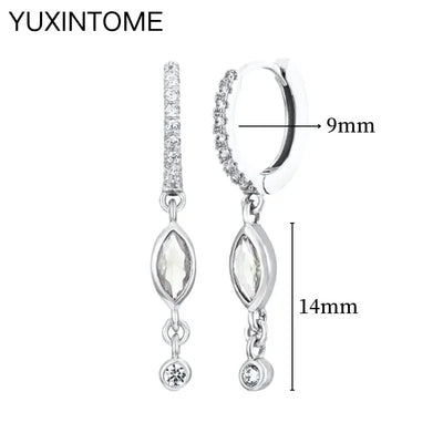 925 Sterling Silver Hoop Earrings White Crystal Luxury - Smarsty