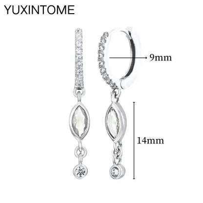 925 Sterling Silver Hoop Earrings White Crystal Luxury - Smarsty
