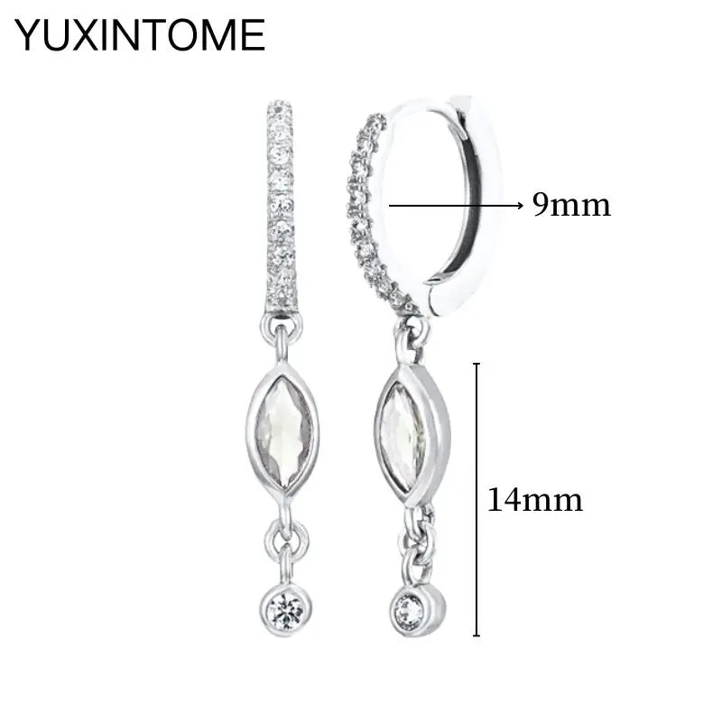 925 Sterling Silver Hoop Earrings White Crystal Luxury - Smarsty