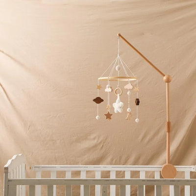 Baby Crib Mobile Bed Bell Rattle Toys Wooden Crochet Stars Pendant Bed Bell Toys Newborn Comfort Crib Bracket Hanging Toys Gifts by Smarsty