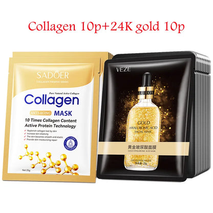 20 Piece Hyaluronic Acid Collagen Face Masks for Hydration - Smarsty