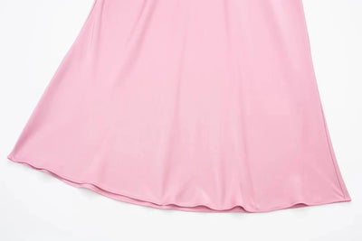 TRAFZA 2024 Y2K Casual Women Long Skirt Spring Elastic High Waisted A-Line Casual Female Satin Skirts High Street Lady Skirts - Smarsty