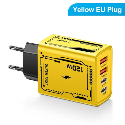 4 Ports USB C PD Charger Quick Charge 3.0 Type C USB Phone Chargers Fast Charging Adapter For iPhone 15 14 Samsung Xiaomi Huawei - Smarsty