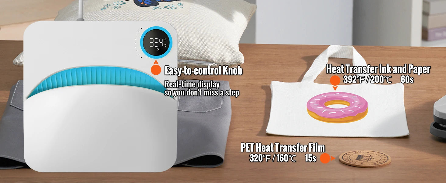 SucceBuy 9x9/12x10 in Portable Heat Press Machine DIY Shirt Printing Multifunctional Sublimation Transfer HTV Vinyl T-shirt Bag - Smarsty