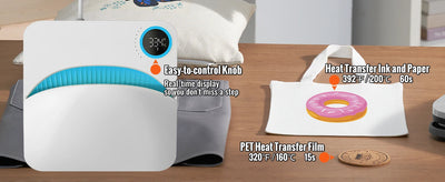 SucceBuy 9x9/12x10 in Portable Heat Press Machine DIY Shirt Printing Multifunctional Sublimation Transfer HTV Vinyl T-shirt Bag - Smarsty