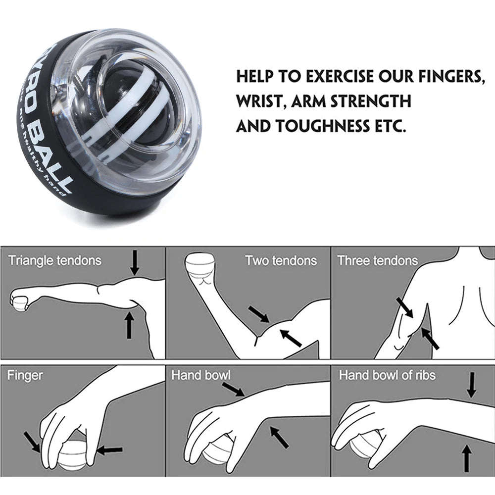 Self-Starting Wrist Gyro Ball Power Trainer Forearm Exerciser - Wrist Strengthening Device for Arm And Finger Muscle Training - Smarsty