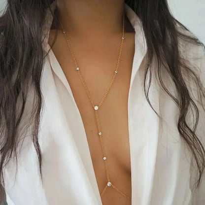 Rhinestone Cross Body Jewelry Chain for Beach Fashion - Smarsty