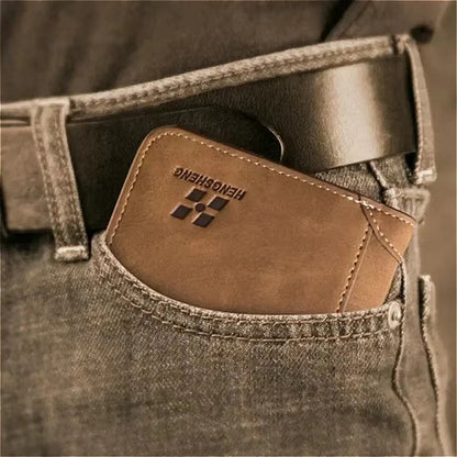 Men's Wallet Leather Billfold Slim Hipster Cowhide Credit Card/ID Holders Inserts Coin Purses Luxury Business Foldable Wallet - Smarsty